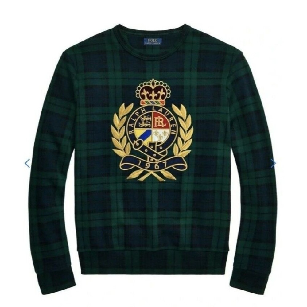 New Polo Ralph Lauren Blackwatch Plaid Gold Crest Sweater NWOT Size XXL